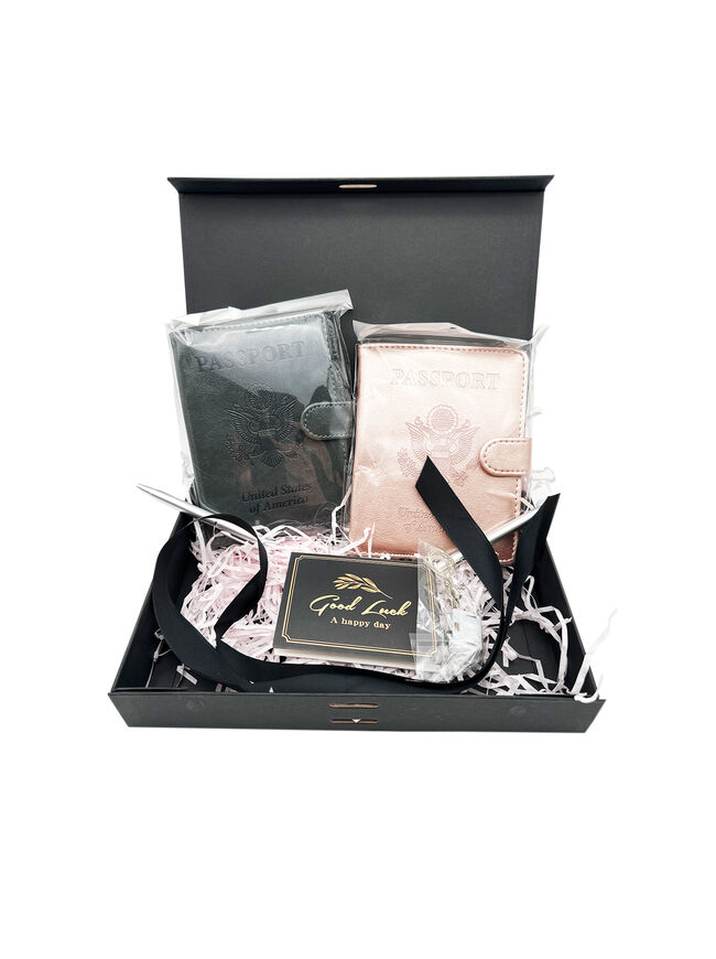 Mr & Mrs Passport Cover Set with Extravagant Gift Box