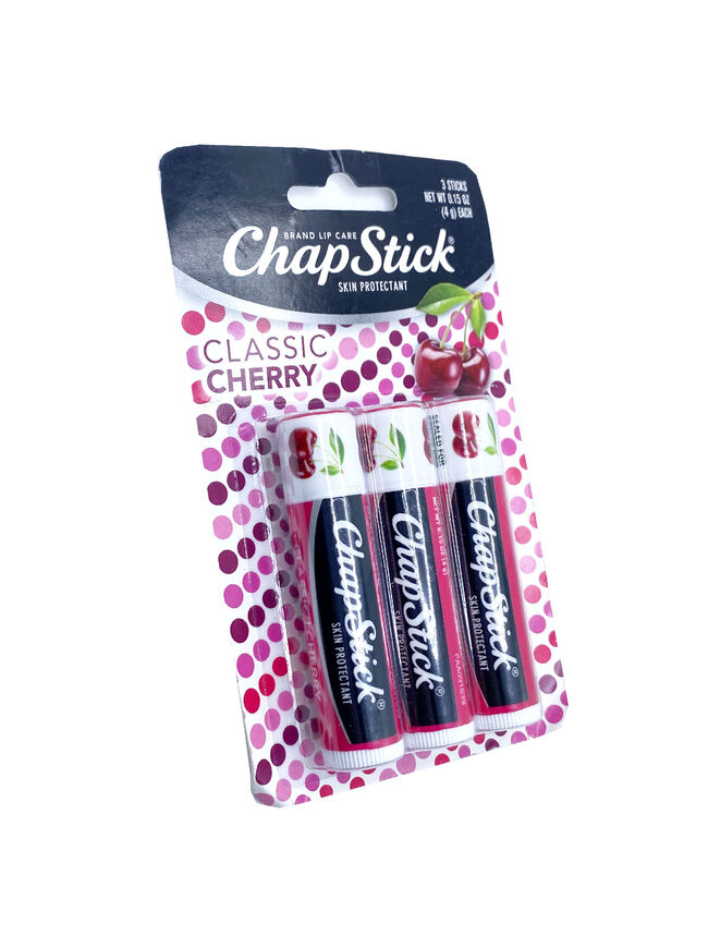 ChapStick Classic Cherry Lip Balm for Lip Care 3 Sticks (4 g each)