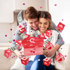 Surprise Gift Box Explosion for Money, Unique Folding Bouncing Red Envelope Gift Box with Confetti, Cash Explosion Luxury Gift Box (15 Bounces)