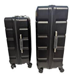 Imiomo 2 Piece Luggage Set w/ Spinner Wheels, Hard Shell, TSA Lock, Black, 24 and 28 inches