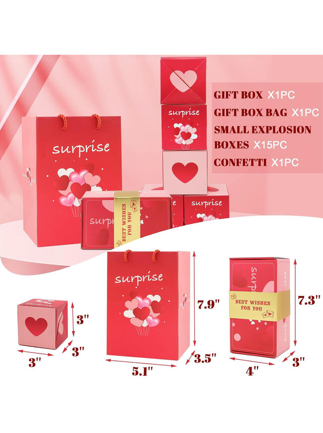 Surprise Gift Box Explosion for Money, Unique Folding Bouncing Red Envelope Gift Box with Confetti, Cash Explosion Luxury Gift Box (15 Bounces)