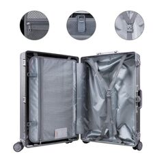 TRAVELKING All Aluminum Carry On Luggage - Zipperless Hard Shell - Silver - 20"