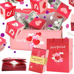 Surprise Gift Box Explosion for Money, Unique Folding Bouncing Red Envelope Gift Box with Confetti, Cash Explosion Luxury Gift Box (15 Bounces)