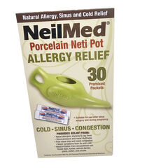 NeilMed Porcelain Neti Pot Allergy Relief, 30 Premixed Packets 