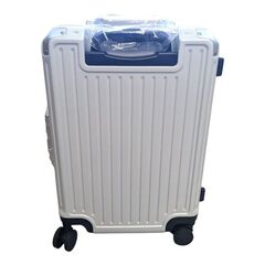 Figestin Aluminum Frame Hard Shell Suitcase with Wheels, No Zipper Suitcase TSA Approved, 20" Carry-On (White)