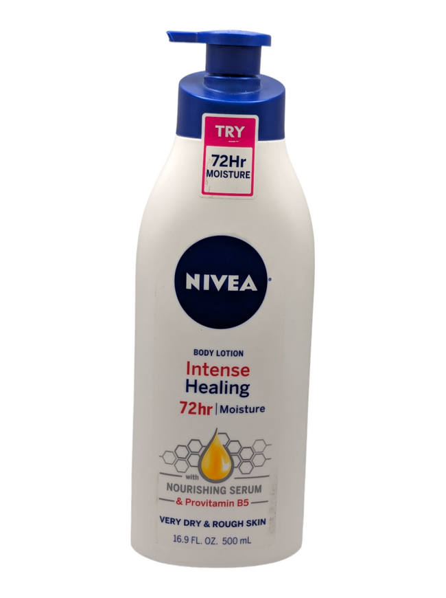 NIVEA Intense Healing Body Lotion  72 Hour Moisture for Dry to Very Dry Skin  16.9 Fl Oz Pump Bottle