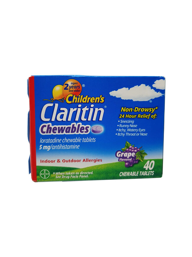 Children's Claritin 5 mg 24 Hour Non-Drowsy Grape Flavor 40 Tablets