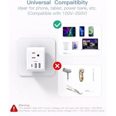 2 Pack US to Japan Plug Adapter, 2 Prong to 3 Prong Outlet Adapter with 3 AC Outlets 3 USB Ports(1 USB C), Type A Travel Power Converter Plug Adaptor for USA to Japanese Canada Mexico Philippines Peru