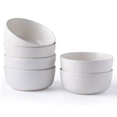 AmorArc Stoneware Cereal Bowls Set of 6, 26oz Soup Bowls Set for Cereal Soup Snacks, Modern Kitchen bowls for Meal, Dishwasher &Microwave Safe, Matte White