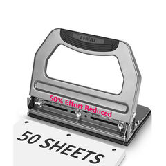 AFMAT Heavy Duty 3 Hole Punch, 50-Sheet 2 Hole Punch, 50% Reduced Effort 3-Hole Puncher, Adjustable Three Hole Punch 2 Hole Paper Punch, Metal Paper Puncher w/Large Chip Tray, Metal Paper Guide, Gray