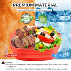 8" Square Silicone Air Fryer Liners, 2 Pcs, Reusable for Large Air Fryer Basket