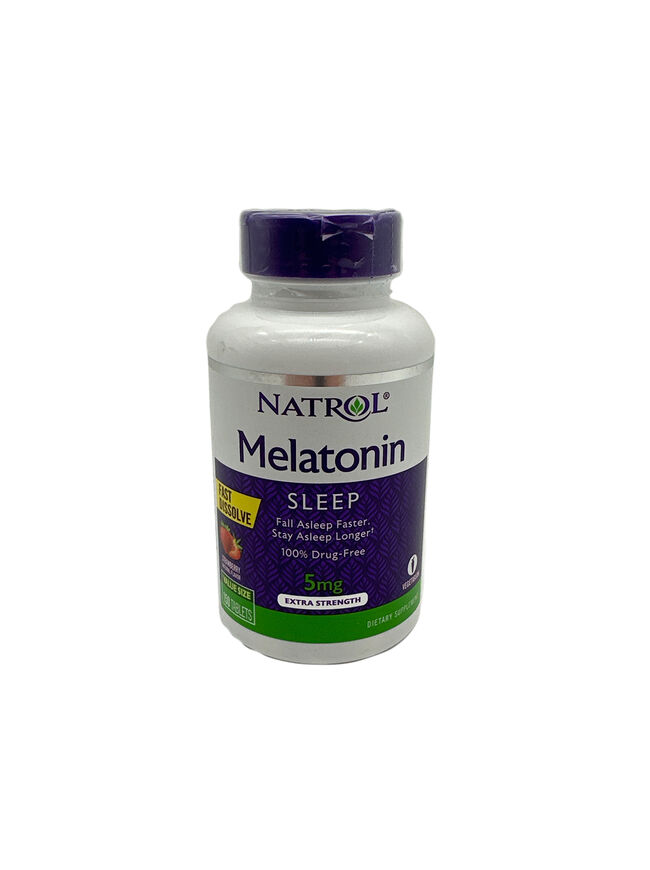 NATROL Melatonin Sleep 5mg, Strawberry Fast Dissolve 150 Tab Exp 03/2025