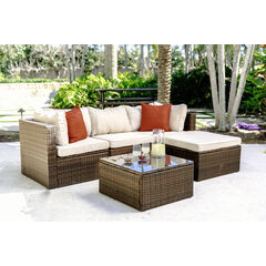 5 Piece Patio Furniture Corner Sofa Set - 3  Colors Available