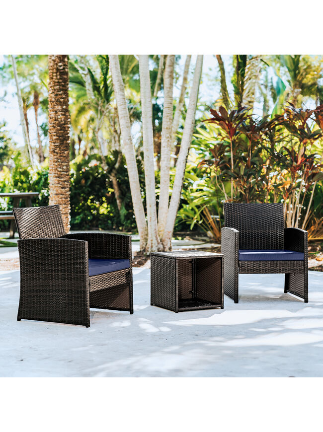 3 Piece Patio Furniture Wicker Conversation Set