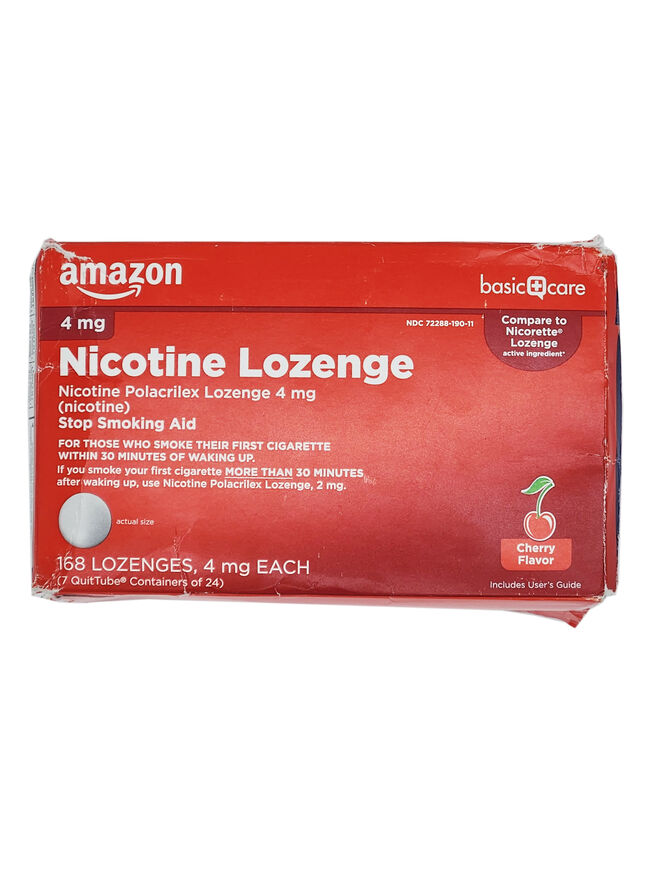 Amazon Basic Care 4mg Nicotine Lozenge, Cherry Flavor, 168 lozenges Exp 06/2025