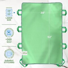 Absorbent Positioning Bed Pads for Elderly with Handles 34"x52"- Washable Waterproof Incontinence Draw Sheets - Reusable Bed Mobility Under Pads for Seniors Disabled & Bedridden Patients - Fast-Drying