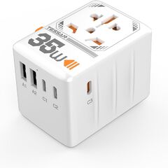 TESSAN 35W Universal Travel Adapter, International Plug Adaptor with 3 USB C and 2 USB A Charging Ports, Worldwide Power Outlet for US to European EU UK AUS Ireland(Type C/G/A/I)
