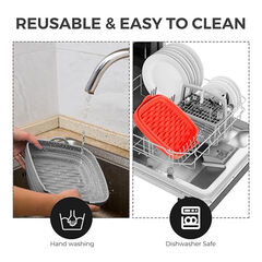8" Square Silicone Air Fryer Liners, 2 Pcs, Reusable for Large Air Fryer Basket