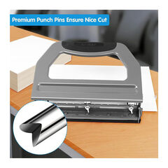 AFMAT Heavy Duty 3 Hole Punch, 50-Sheet 2 Hole Punch, 50% Reduced Effort 3-Hole Puncher, Adjustable Three Hole Punch 2 Hole Paper Punch, Metal Paper Puncher w/Large Chip Tray, Metal Paper Guide, Gray