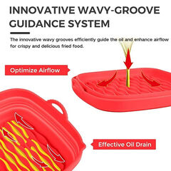 8" Square Silicone Air Fryer Liners, 2 Pcs, Reusable for Large Air Fryer Basket