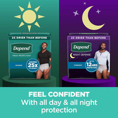 Depend Night Defense Adult Incontinence Underwear for Men, Disposable, Overnight, Large, Grey, 22 Count, Packaging May Vary