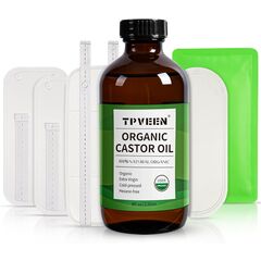 TPVEEN Organic Cold Pressed Castor Oil Kit, in Glass Bottle 8oz 