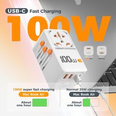 TESSAN 100W GaN Universal Travel Adapter, International Plug Adaptor with 2 USB C and 2 USB A Charging Ports, Worldwide Power Outlet for US to Europe EU UK AUS Ireland(Type C/G/A/I)