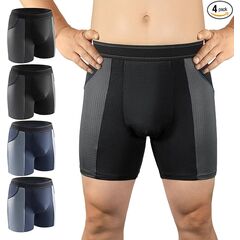 Carer Incontinence Underwear for Men Washable Mens Incontinence Underwear for Bladder Leak Protection 80ML Reusable Leak Proof Underwear for Men Urinary Incontinence Boxer Shorts (2 Black/2 Blue, L)