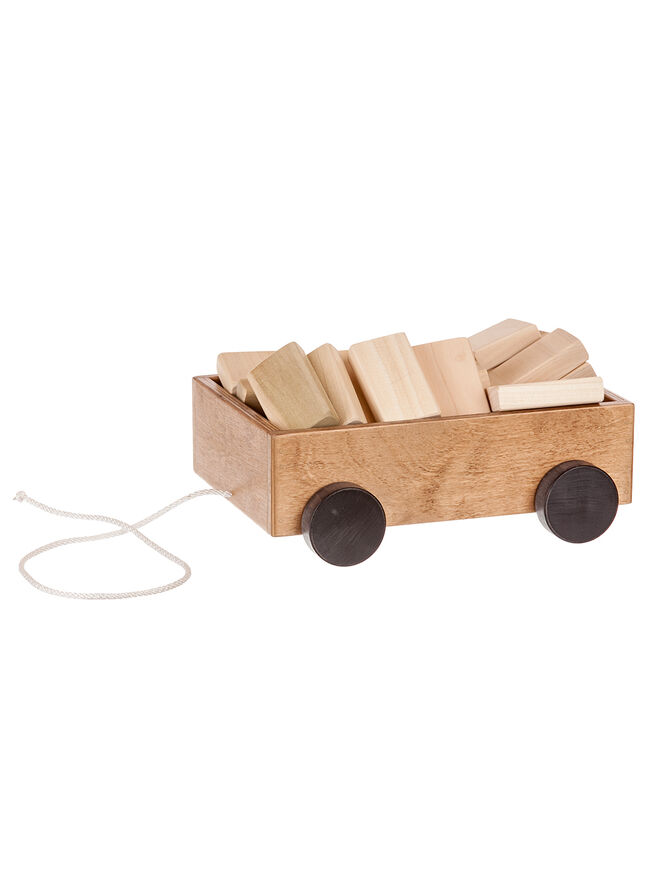 American Made Wooden Wagon w/ assorted 30 pc block set - Several Color Options