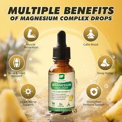 Magnesium Glycinate Complex, Magnesium Liquid Drop with Magnesium Citrate, Calcium, Potassium, Vitamin D3, Zinc - Magnesium Taurate Supplement for Bone, Energy, Muscle Support