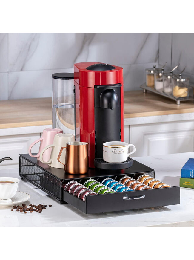Flagship for Nespresso Pod Storage Vertuo Pod Holder Black Metal (50 Pods)