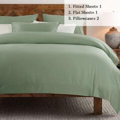 SONORO KATE Bed Sheet Set Super Soft Microfiber 1800 Thread Count Luxury Egyptian Sheets 16-Inch Deep Pocket，Wrinkle and Hypoallergenic-4 Piece (Sage, Queen)