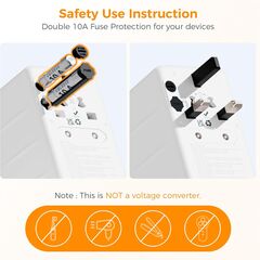 TESSAN 100W GaN Universal Travel Adapter, International Plug Adaptor with 2 USB C and 2 USB A Charging Ports, Worldwide Power Outlet for US to Europe EU UK AUS Ireland(Type C/G/A/I)