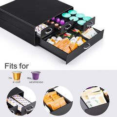 SZQINJI Coffee Pod Organizer 72/96 Pods Coffee Capsule Holder 2-Tier Coffee Pod Storage 4-Drawer Compact, Compatible with Keurig K-cup & Nespresso Capsule