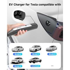 SEGUMA Portable Level 1/2 EV Charger for Tesla, 16Amp NACS Car Charger with 110V-240V, 25FT Extension Cable, NEMA 6-20 Plug, NEMA 5-15 Adapter, Home Mobile Wall Connector EV Charging Station for Tesla Cars