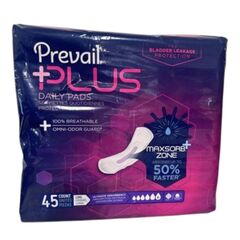 Prevail Plus | Long Length Incontinence Bladder Control Pads | Ultimate Absorbency | 45 Count