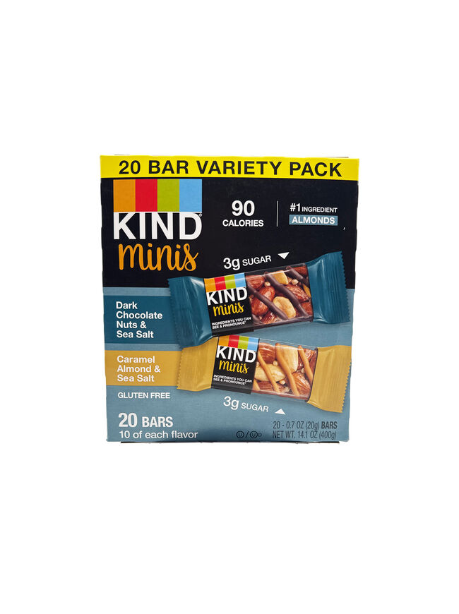 KIND Minis - Dark Chocolate Nuts & Sea Salt - Caramel Almond & Sea Salt, 14 Oz (Pack Of 20) **Exp 9/28/24**