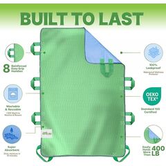 Absorbent Positioning Bed Pads for Elderly with Handles 34"x52"- Washable Waterproof Incontinence Draw Sheets - Reusable Bed Mobility Under Pads for Seniors Disabled & Bedridden Patients - Fast-Drying