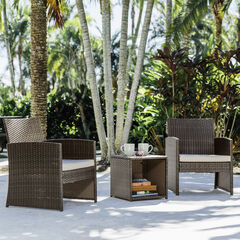 3 Piece Patio Furniture Wicker Conversation Set