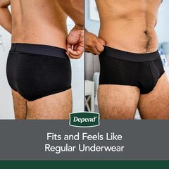 Depend Washable Adult Incontinence Underwear for Men, Reusable, Light Absorbency, Large, Black, 1 Count