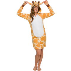 Silver Lilly Giraffe Animal Costume Dress - Women's Fleece Zip Up One Piece Safari Animal Outfit