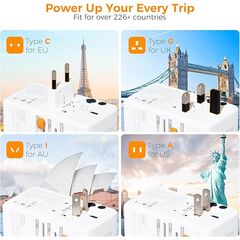 140W GaN Universal Travel Adapter, TESSAN International Plug Adaptor with 1 USB A and 3 USB C Charging Ports, Worldwide Power Outlet for US to Europe UK AUS Ireland(Type C/G/A/I)