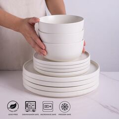 AmorArc Stoneware Cereal Bowls Set of 6, 26oz Soup Bowls Set for Cereal Soup Snacks, Modern Kitchen bowls for Meal, Dishwasher &Microwave Safe, Matte White