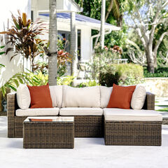 5 Piece Patio Furniture Corner Sofa Set - 3  Colors Available