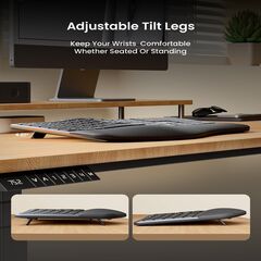 Backlit Wireless Ergonomic Keyboard, EK01 Plus Full Size Ergo Split Keyboard with Wrist Rest, USB-C Charging, Bluetooth and USB, Natural Typing Compatible with Windows/Mac/Android