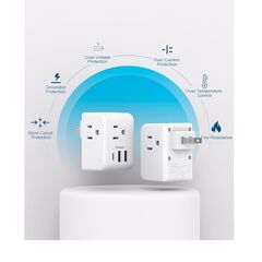 2 Pack US to Japan Plug Adapter, 2 Prong to 3 Prong Outlet Adapter with 3 AC Outlets 3 USB Ports(1 USB C), Type A Travel Power Converter Plug Adaptor for USA to Japanese Canada Mexico Philippines Peru