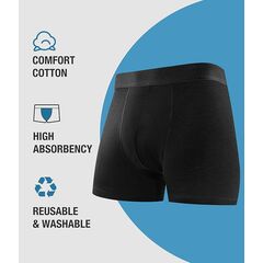 YESWEL Men's Incontinence Underwear, Leak Proof Washable Reusable Cotton Boxer Brief, Heavy Flow Bladder Leak 3 Pack (Black, Large)