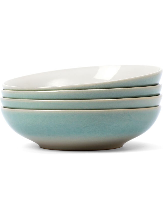 famiware 8.7" Large Pasta Bowls Set of 4, 34oz Stoneware Salad Bowl Serving Plate Bowls, Bowls for Pasta, Fruits, Salad, Noodle, Soup, Dinner- Microwave Dishwasher Safe, Glacier Series, Aqua