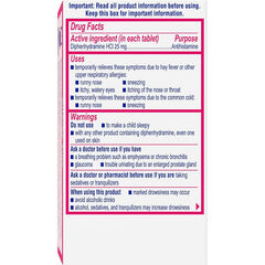 Benadryl Ultratabs Allergy Relief Medicine, 25 mg Diphenhydramine HCl Antihistamine Tablets For Relief of Cold & Allergy Symptoms Like Sneezing, Runny Nose, & Itchy Eyes & Throat, 100 ct