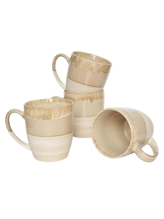 Bosmarlin Ceramic Coffee Mug Set of 4, 16 Oz, Tea Cups, Dishwasher and Microwave Safe, Reactive Glaze (Brown Gray)